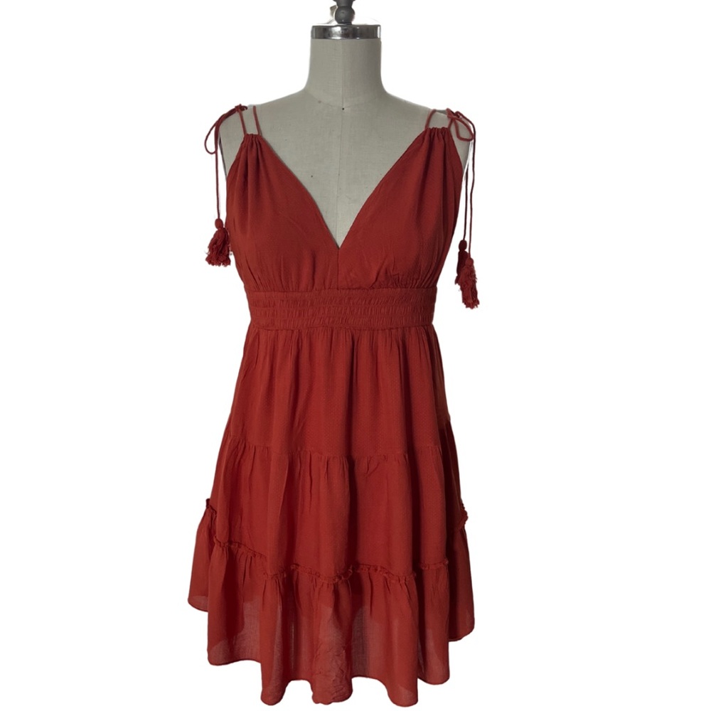 Red Smocked Backless Sundress for Cocktail Parties